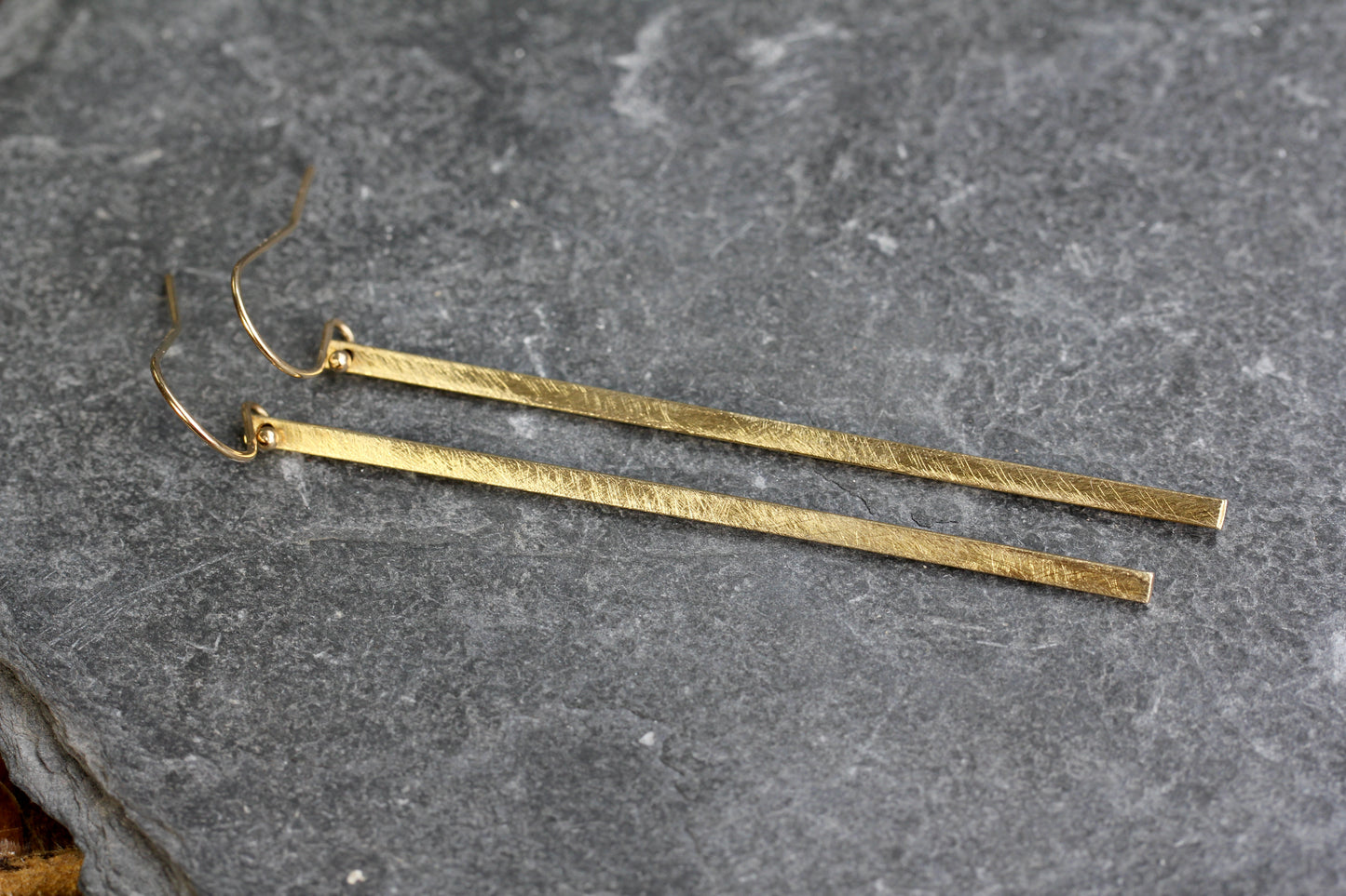Simple Brushed Bar Drop Earrings