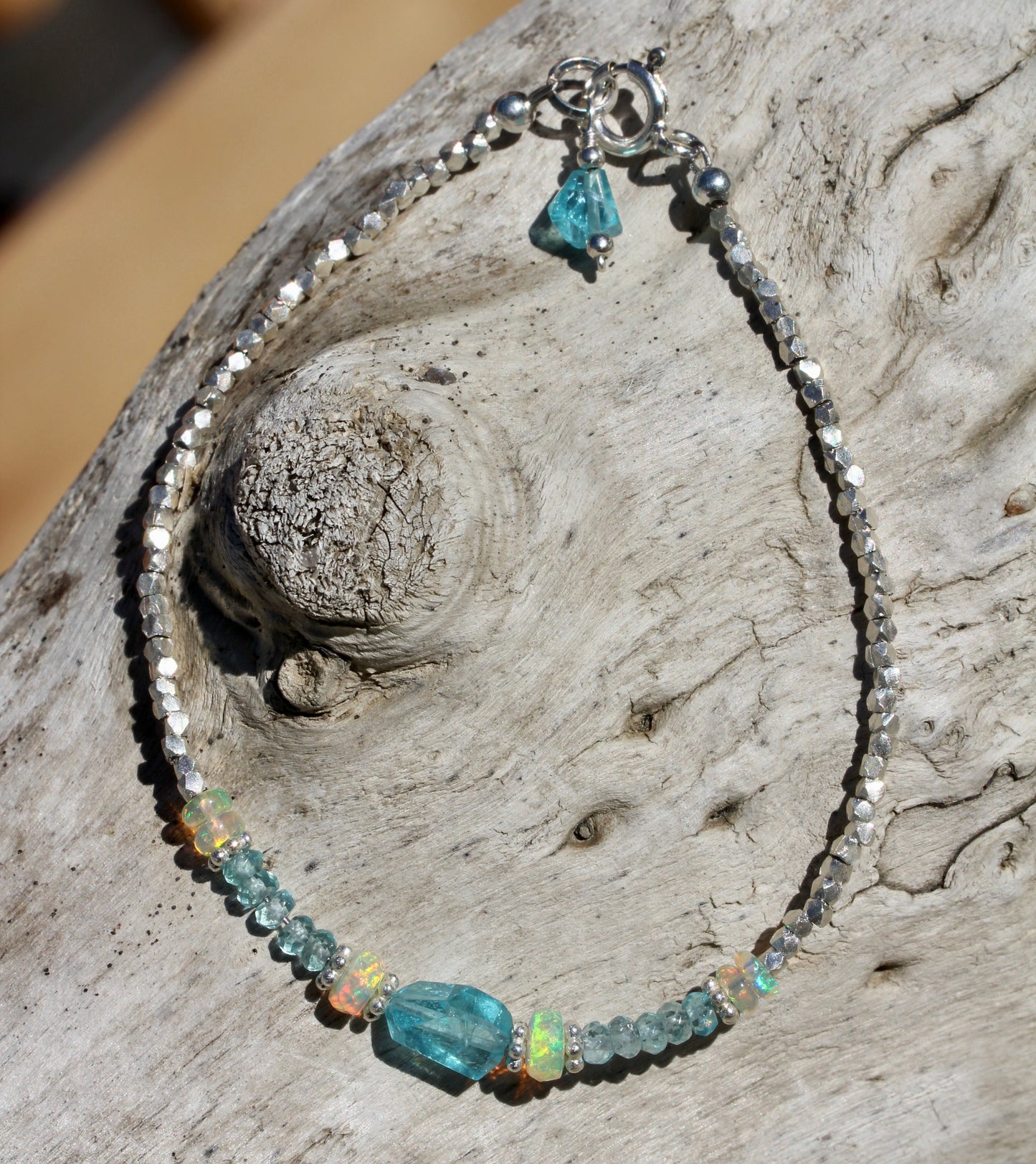 Apatite Opal Hill Tribe Silver Bracelet