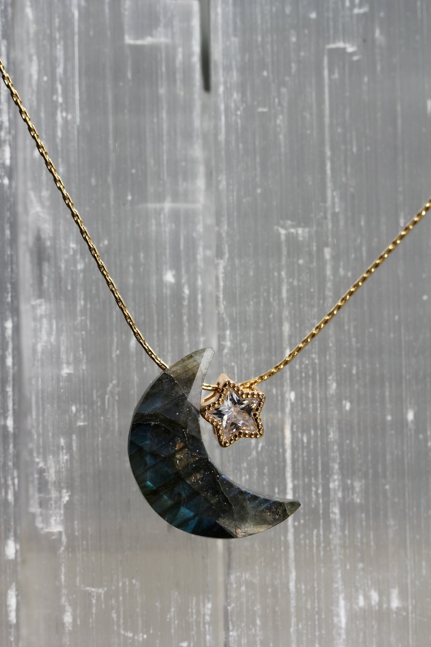 Labradorite Moon Star Necklace