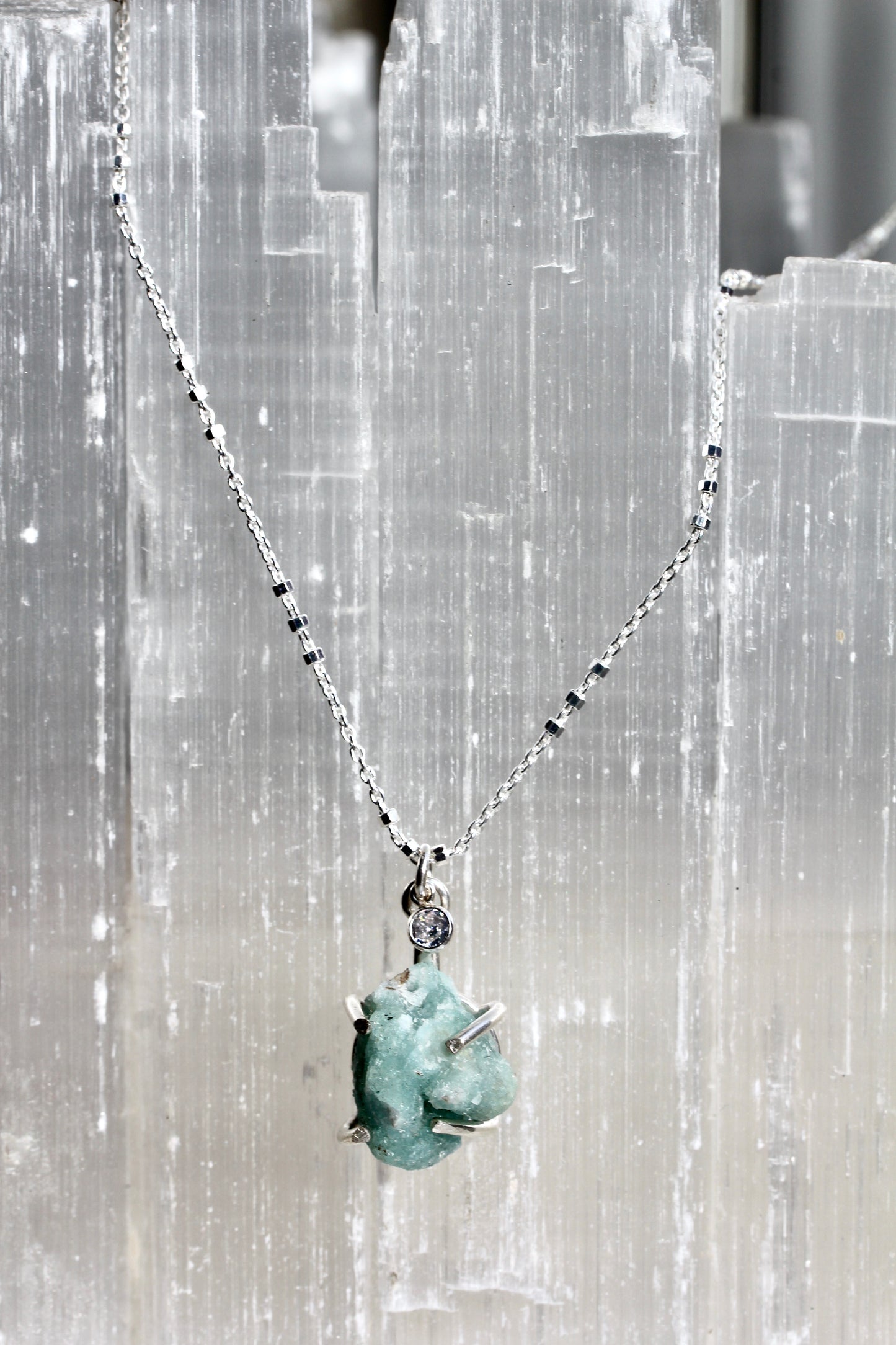 Hemimorphite Silver Necklace