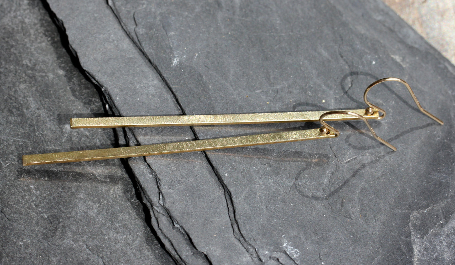 Simple Brushed Bar Drop Earrings