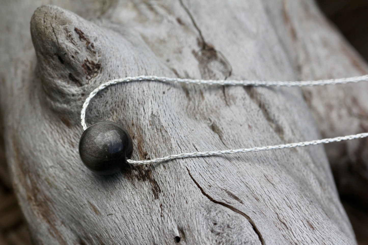 Sheen Obsidian Ball Necklace