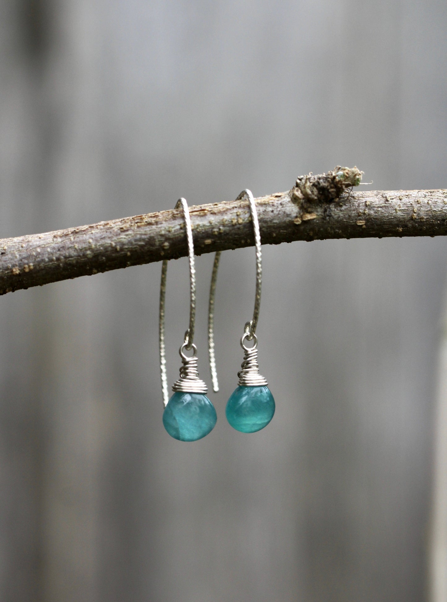 Grandidierite V Wire Earrings