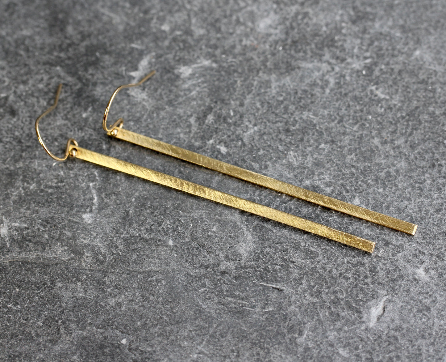 Simple Brushed Bar Drop Earrings