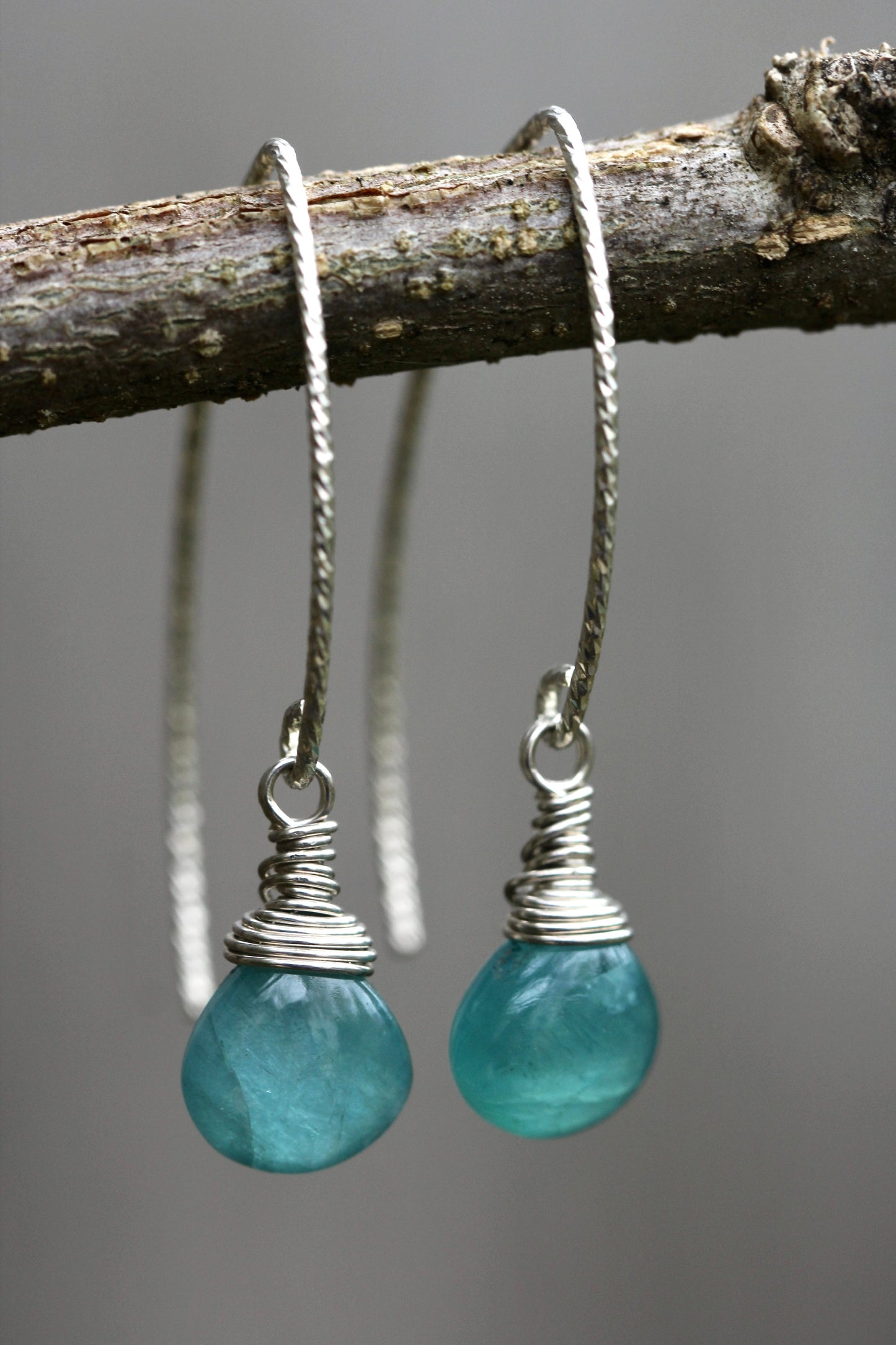 Grandidierite V Wire Earrings
