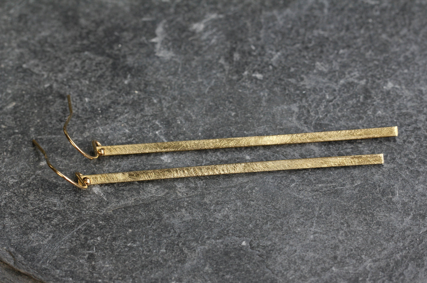 Simple Brushed Bar Drop Earrings