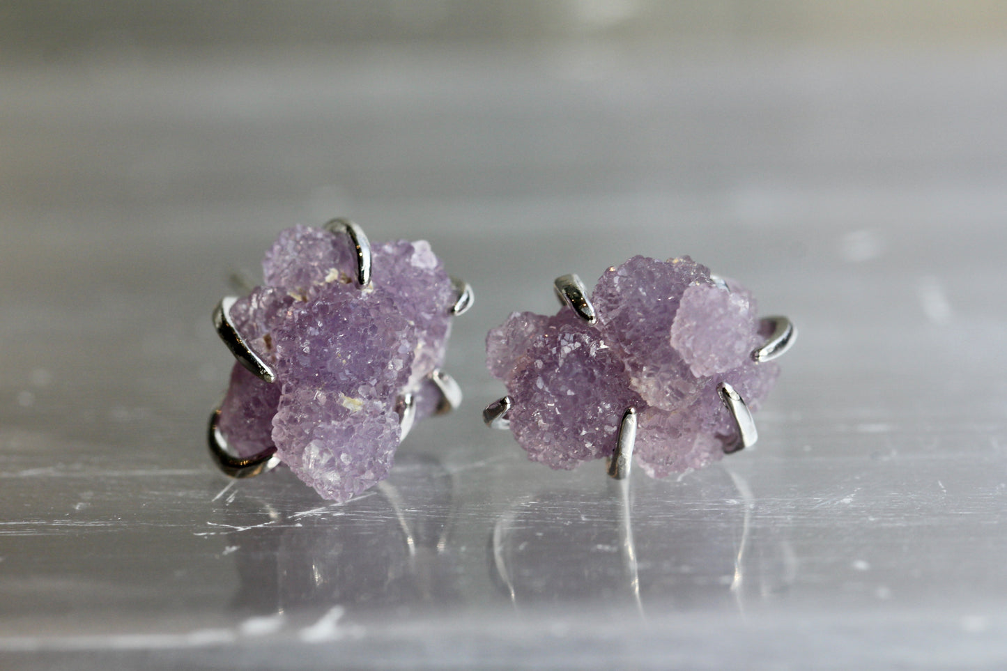 Grape Agate Cluster Silver Post Earrings
