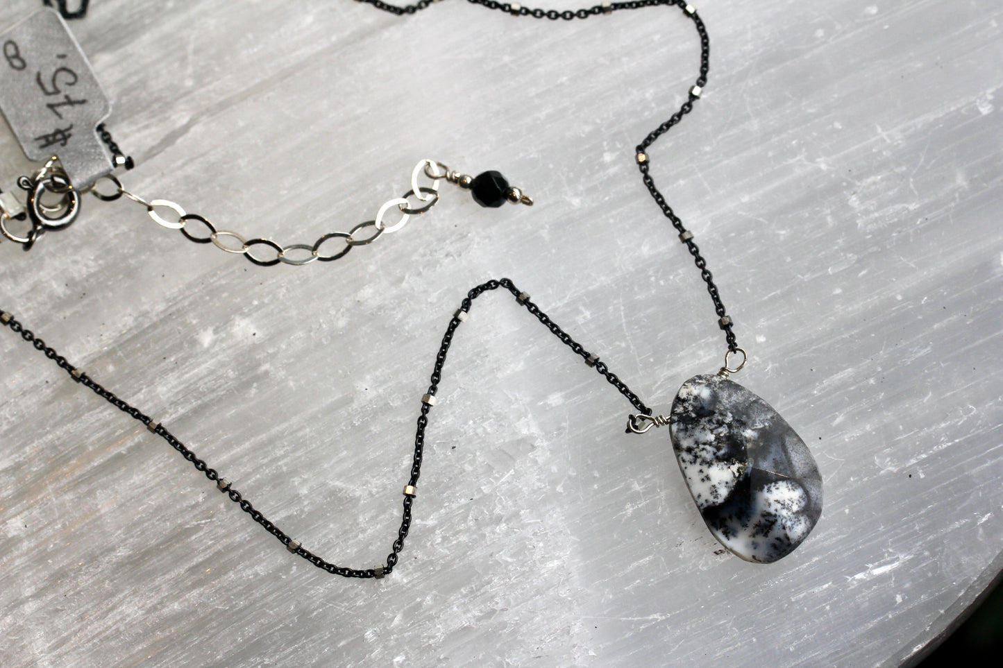 Dendritic Opal Oxidized Silver Necklace