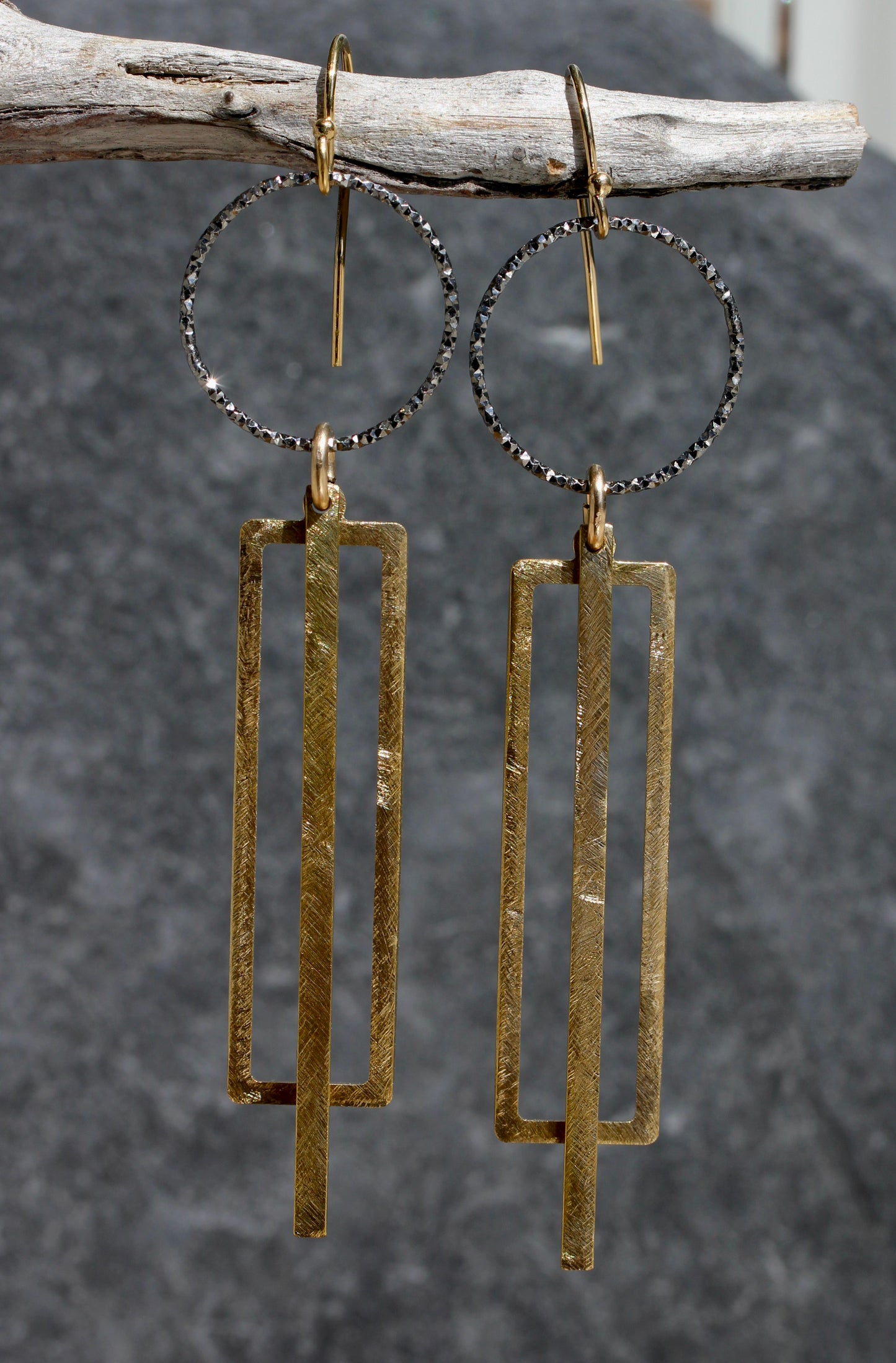 Black and Gold Geometric Earrings
