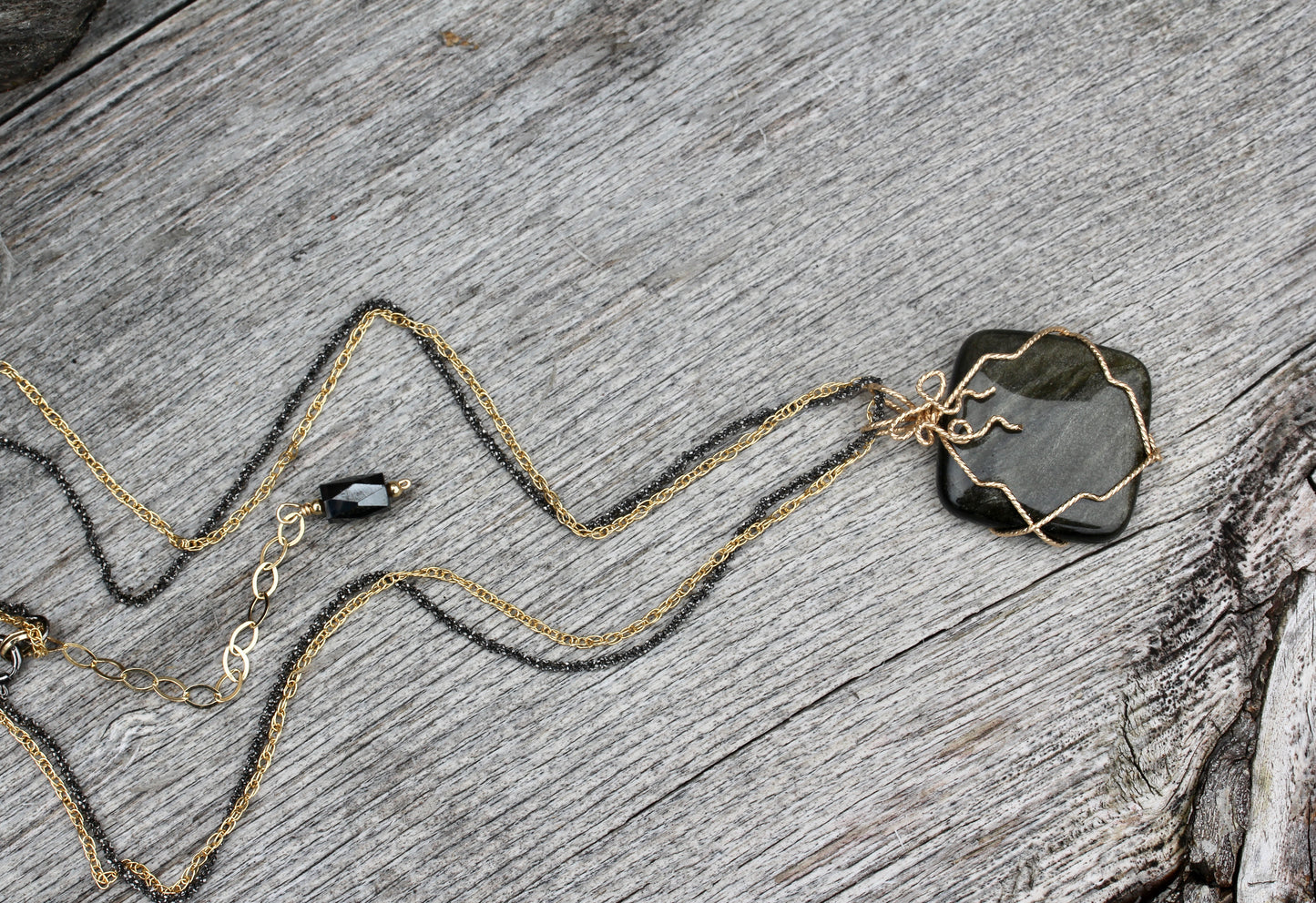 Gold Sheen Obsidian Necklace