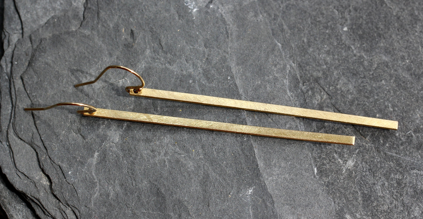 Simple Brushed Bar Drop Earrings