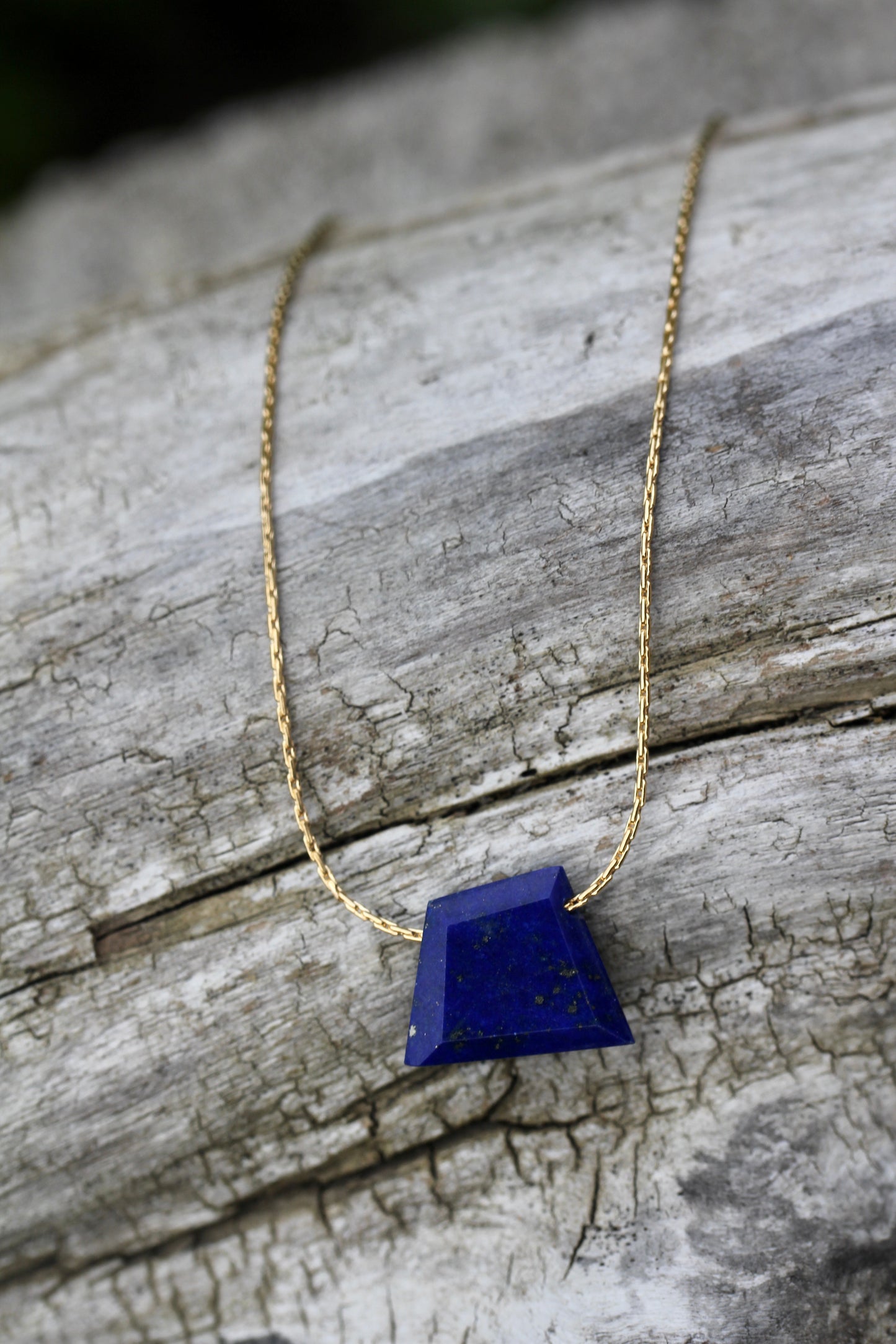 Geometric Lapis Gold Filled Necklace
