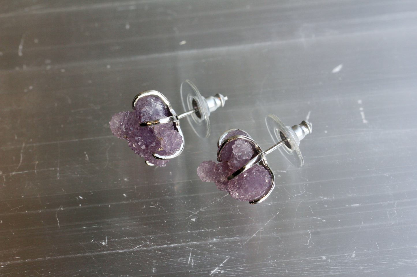 Grape Agate Cluster Silver Post Earrings