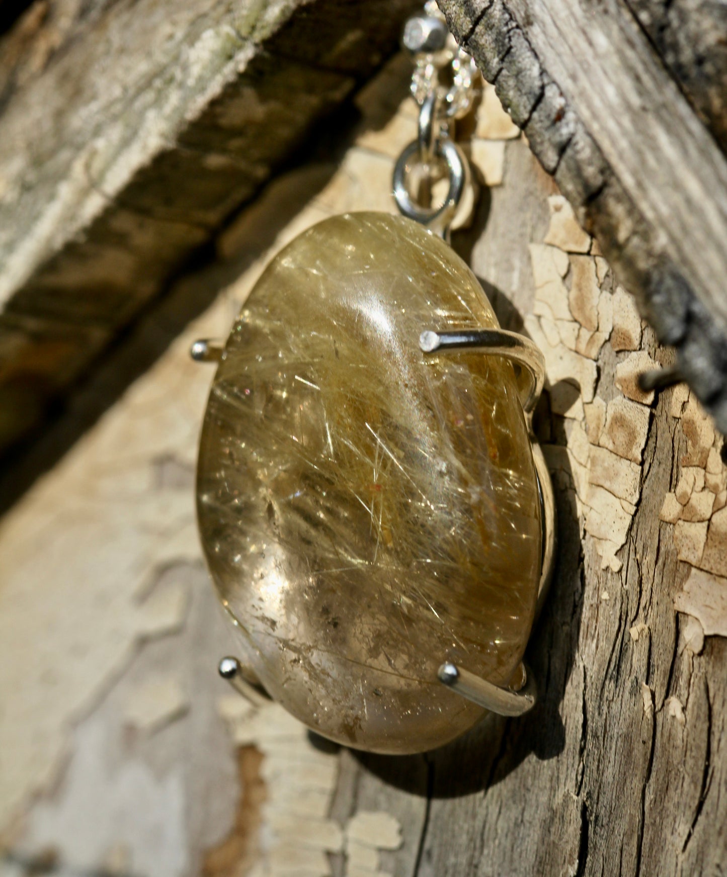 Rutilated Quartz Pebble Necklace