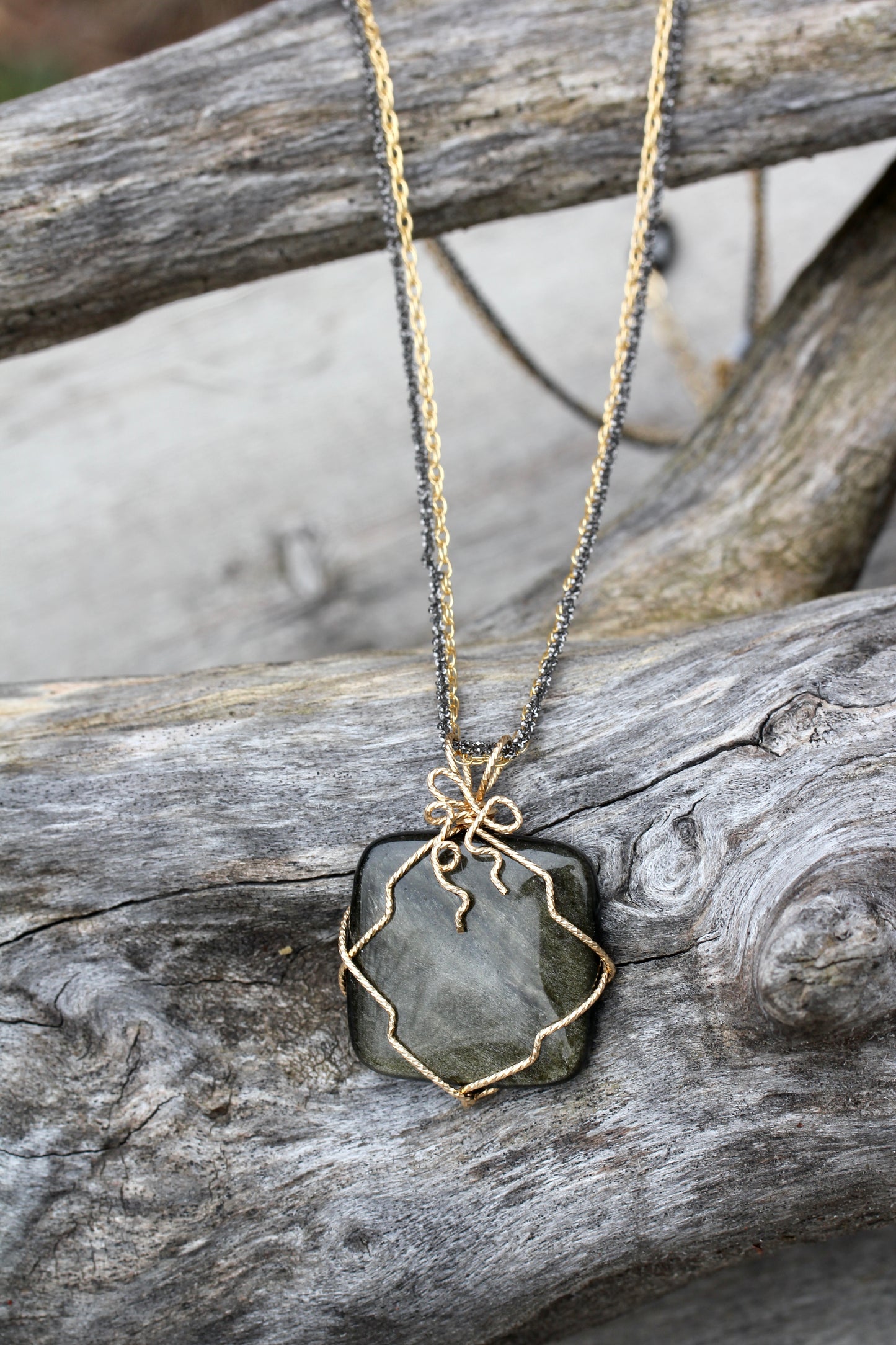 Gold Sheen Obsidian Necklace