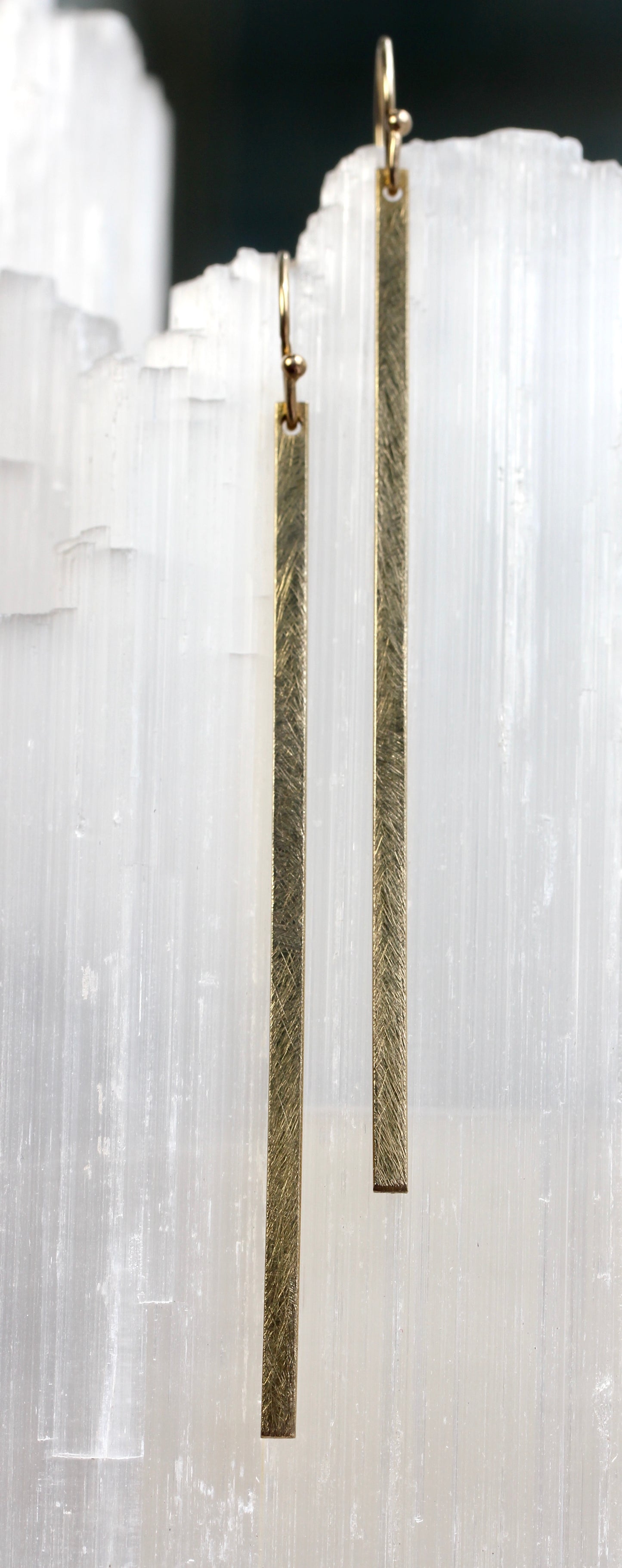 Simple Brushed Bar Drop Earrings