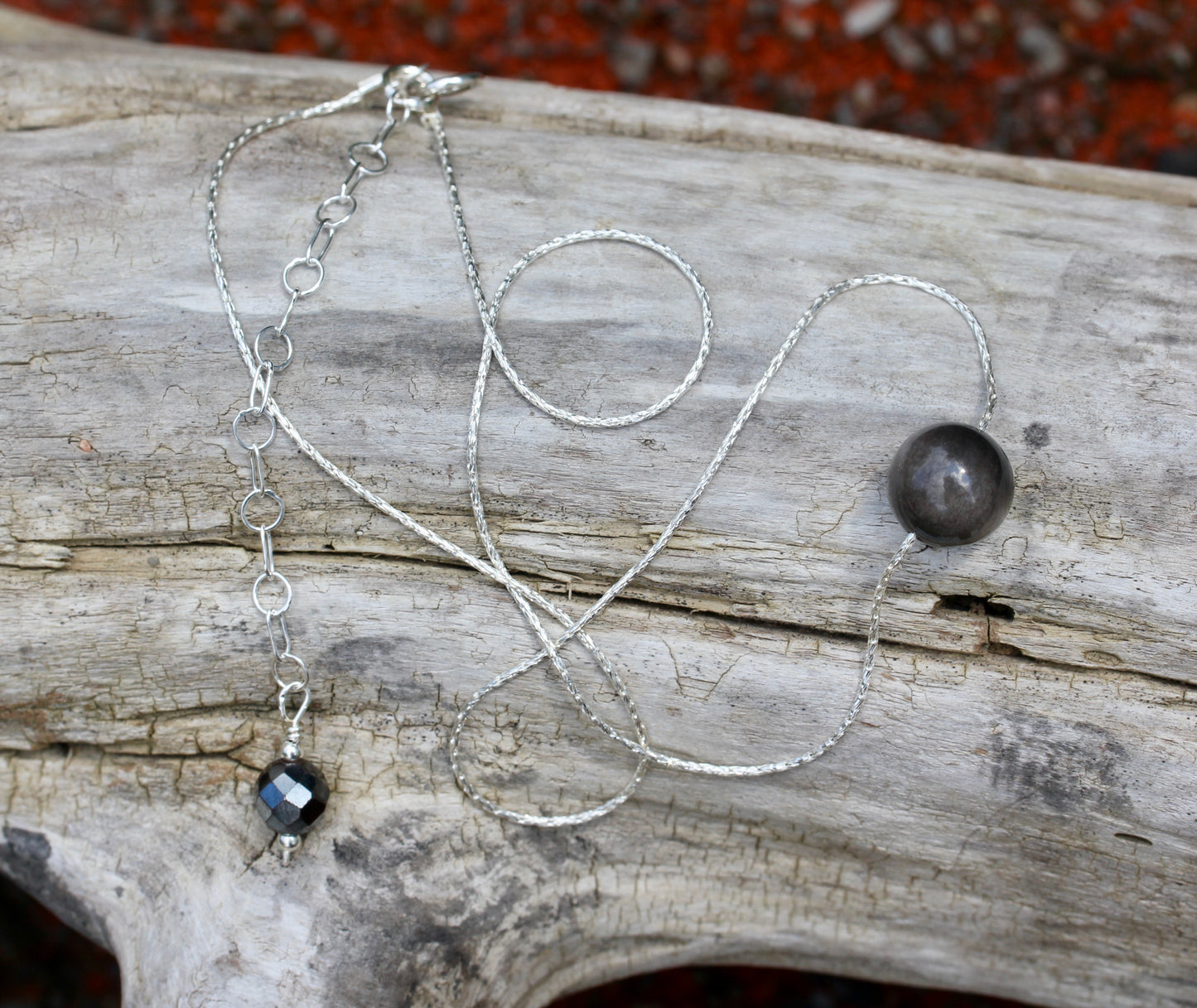 Sheen Obsidian Ball Necklace