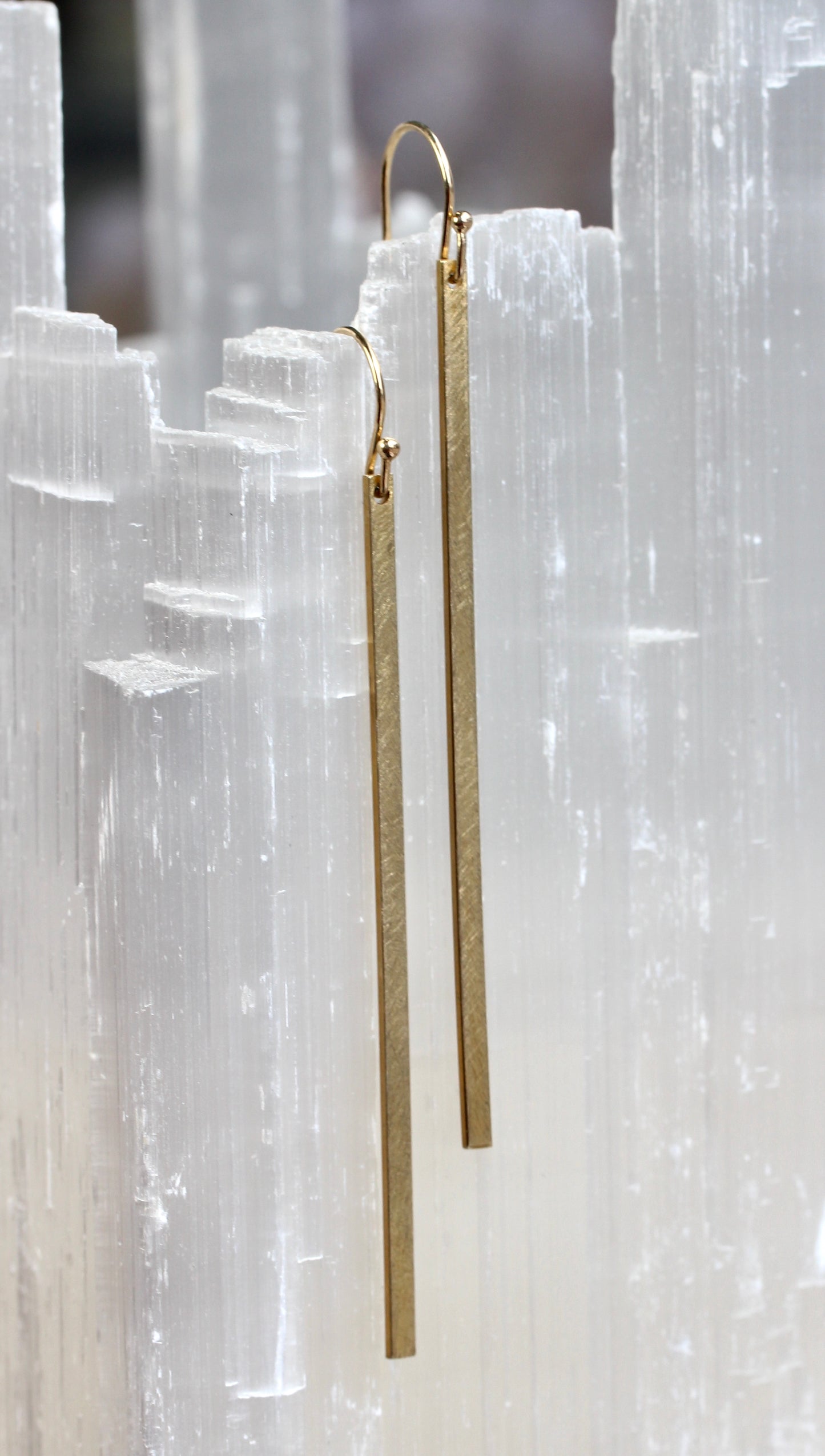 Simple Brushed Bar Drop Earrings