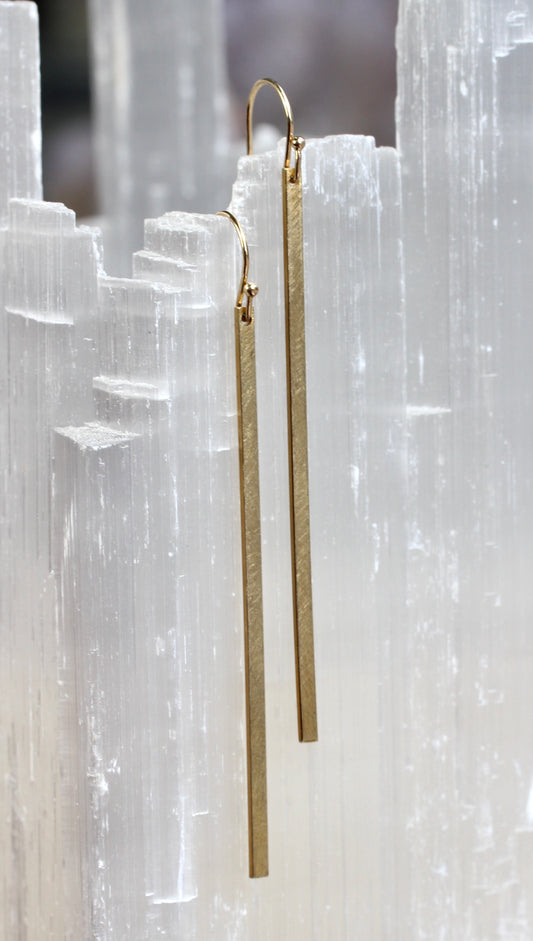 Simple Brushed Bar Drop Earrings