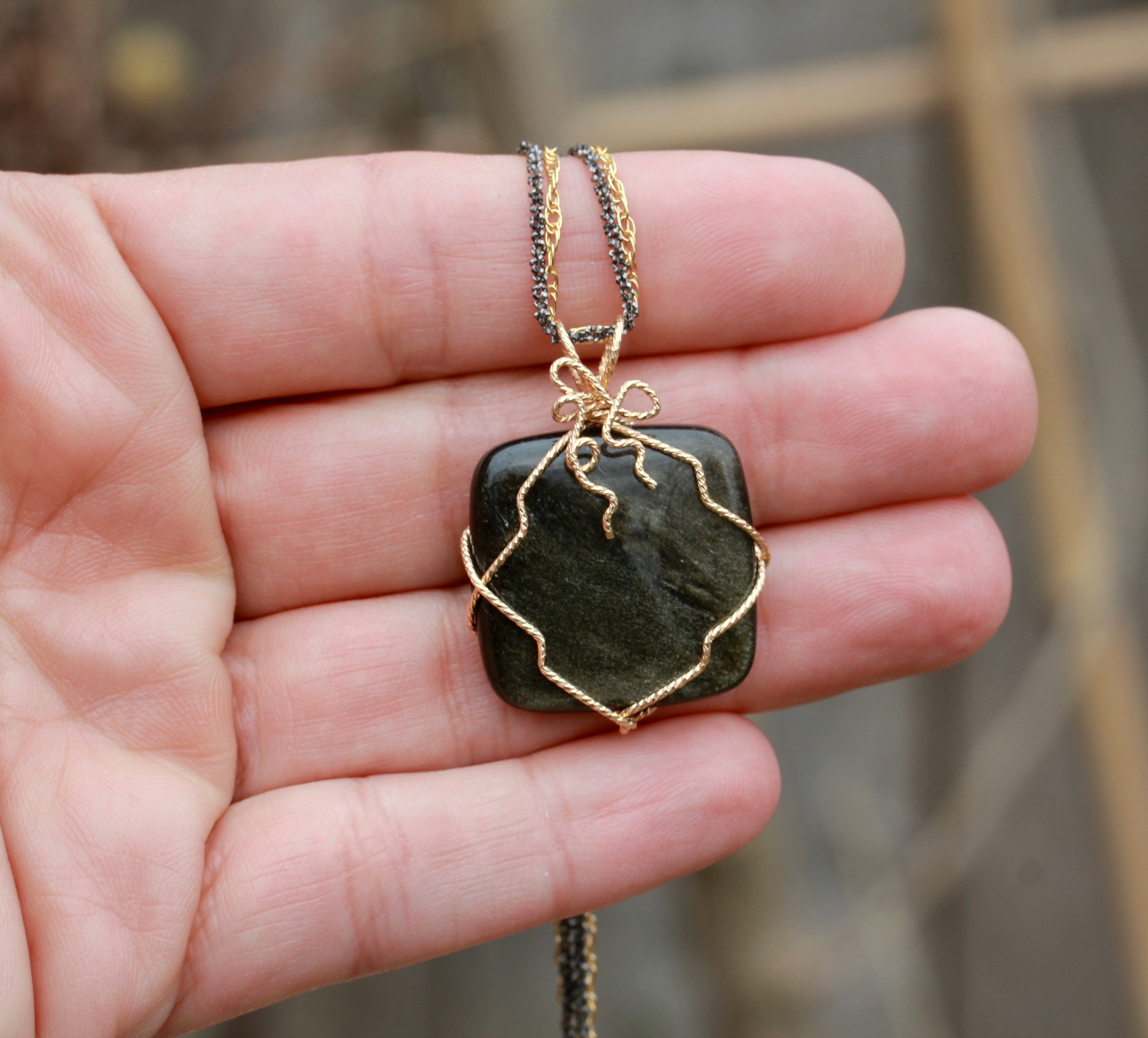 Obsidian pendant necklace – vraxioli.com