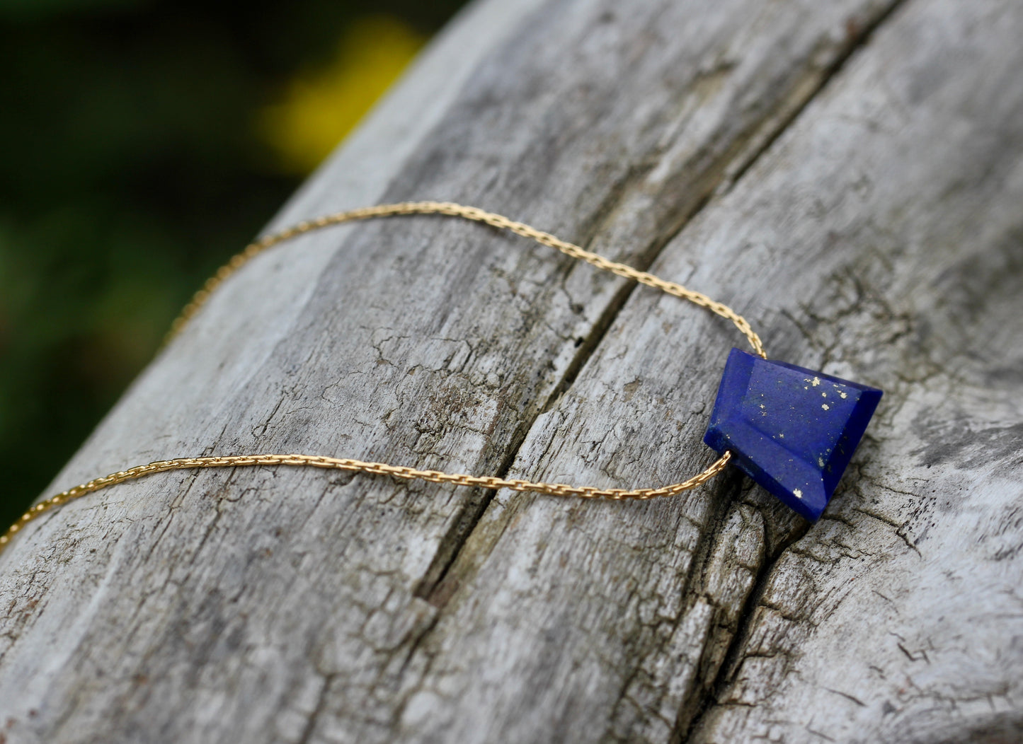 Geometric Lapis Gold Filled Necklace