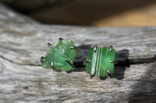 Large Green Tourmaline Crystal Earrings