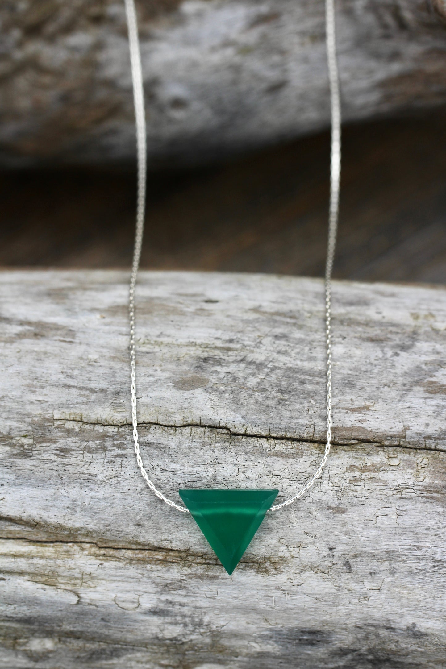 Green Onyx Triangle Spike Necklace