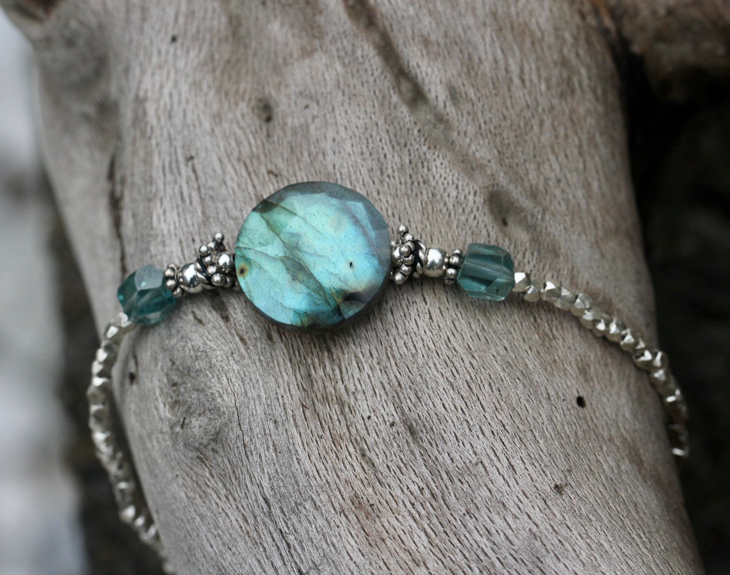 Labradorite blue zircon Beaded Bracelet