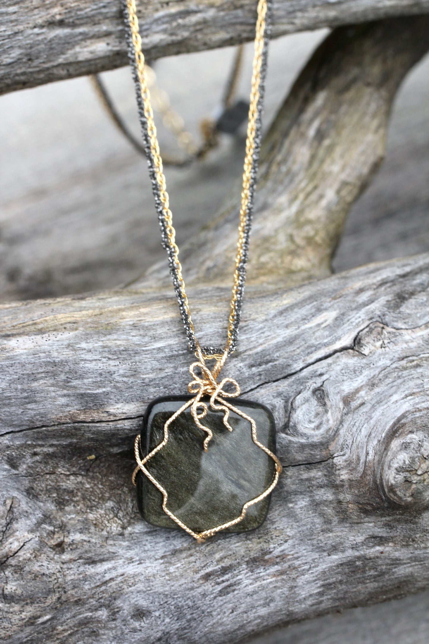 Gold Sheen Obsidian Necklace
