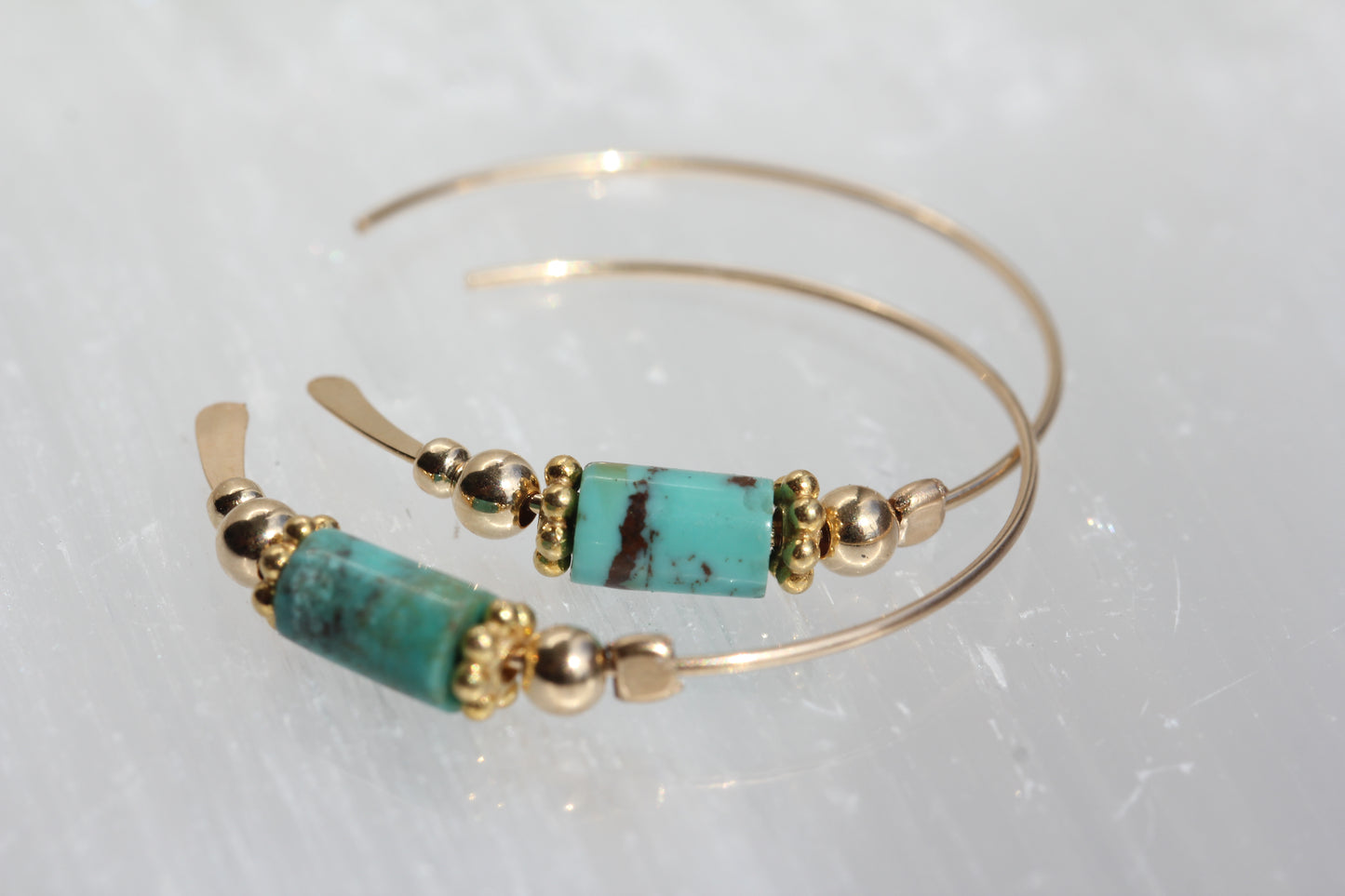 Turquoise Gold Hoops