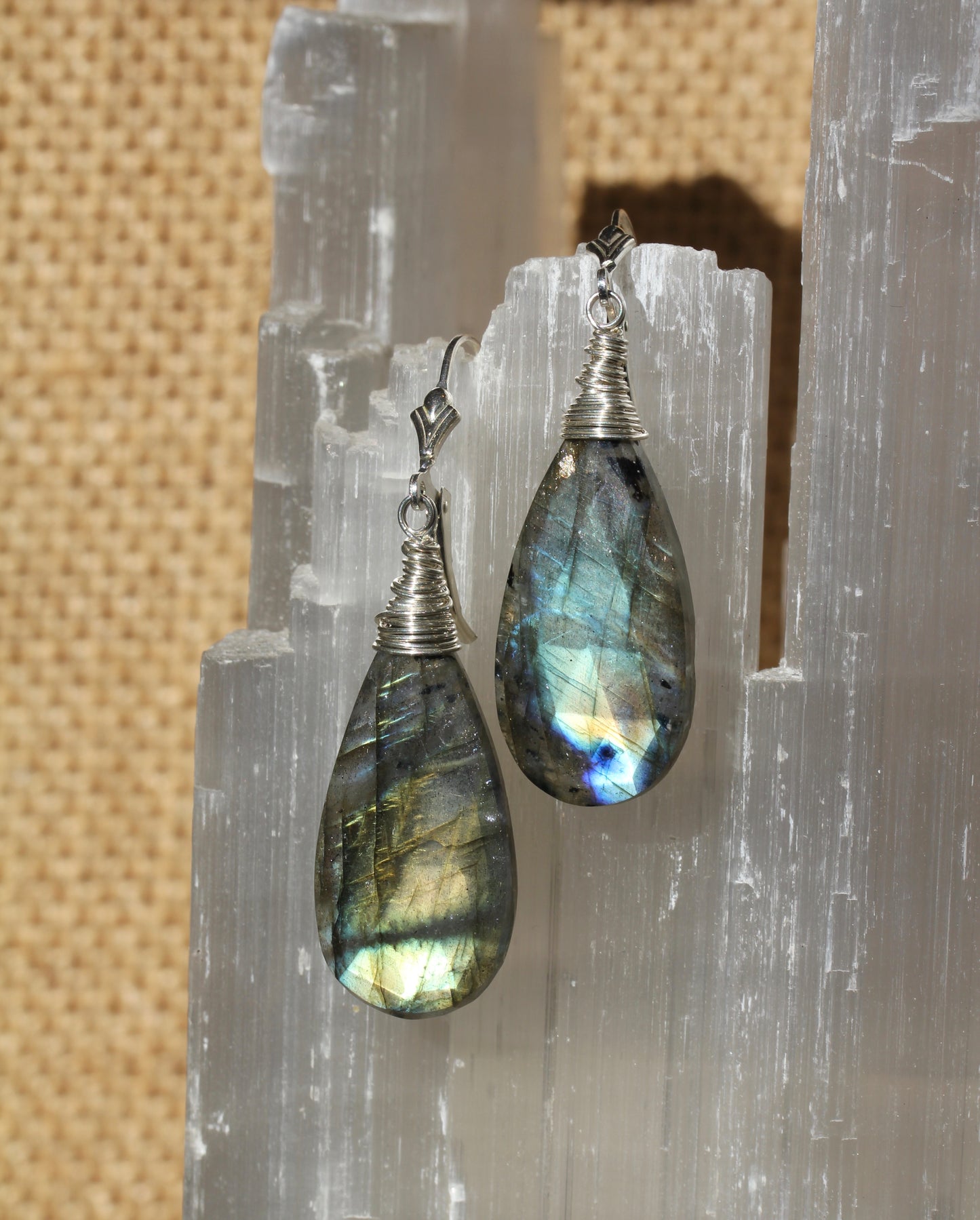 Labradorite Large Teardrop Earrings