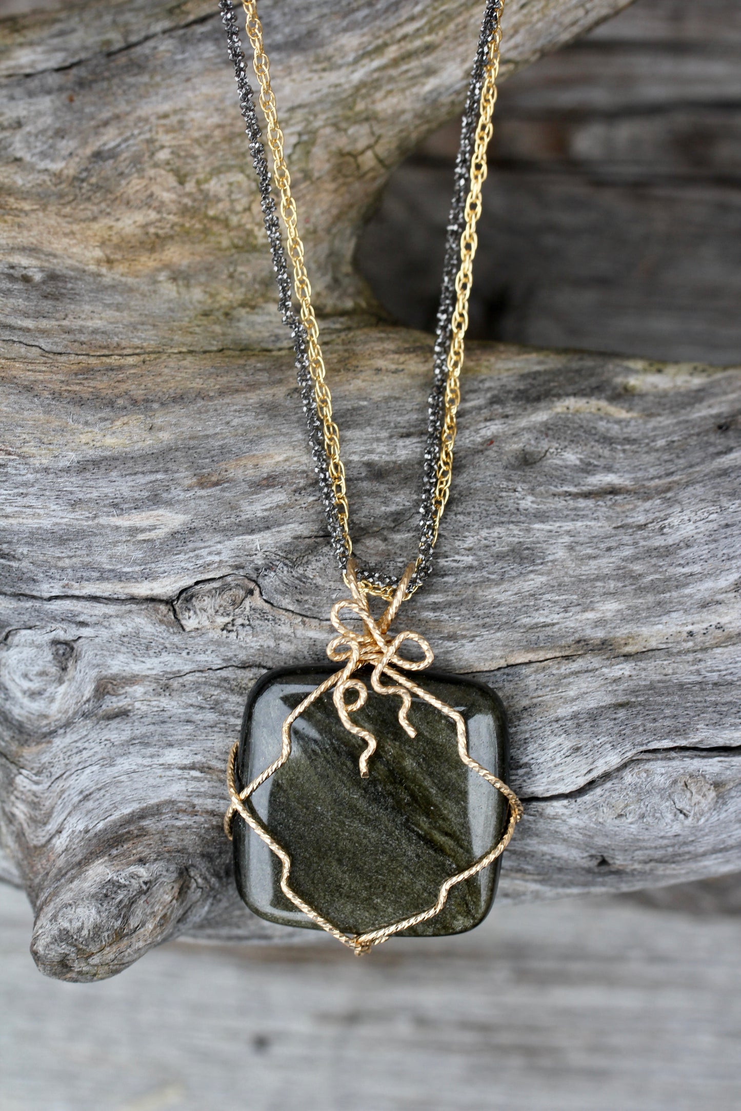 Gold Sheen Obsidian Necklace