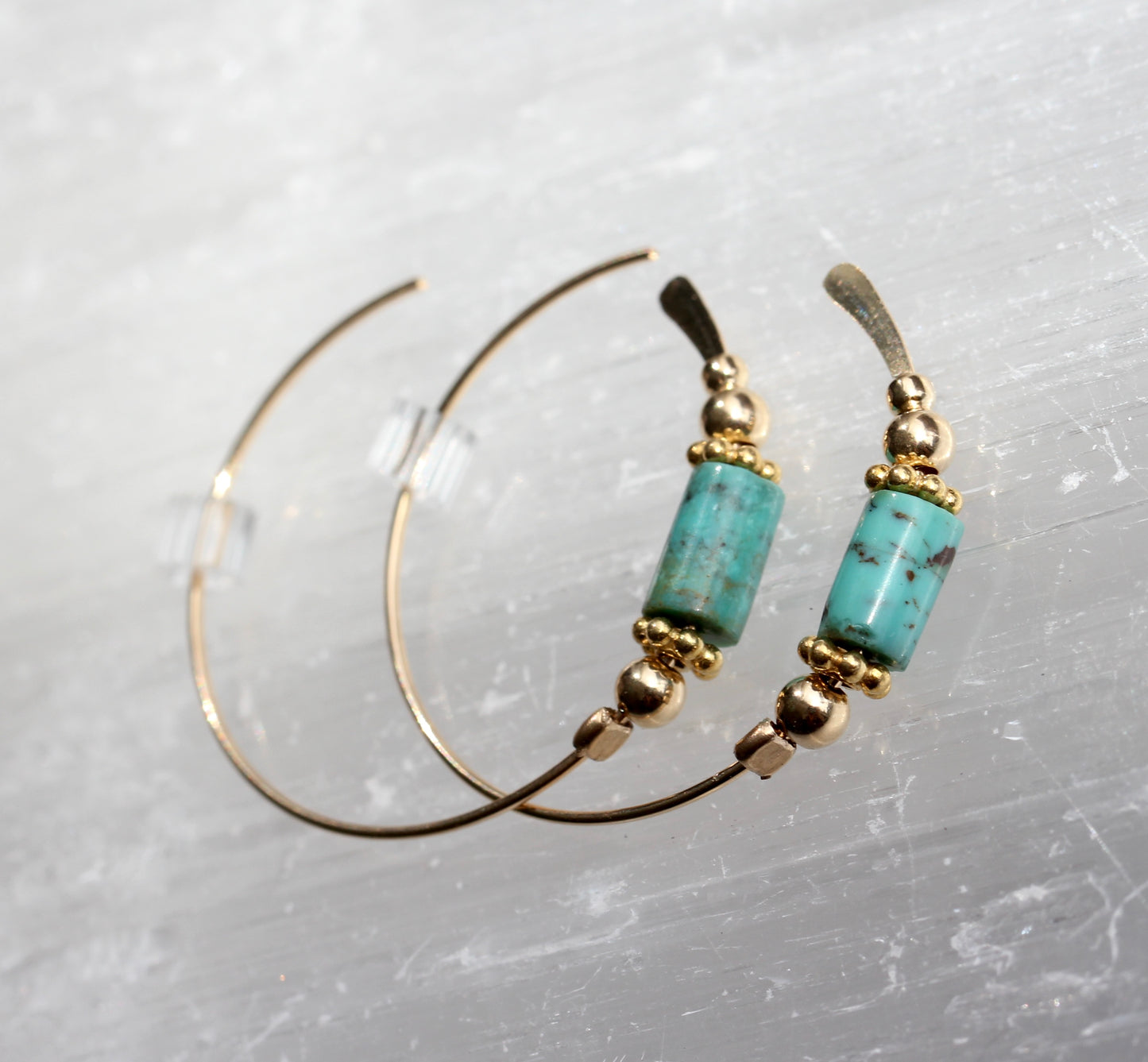 Turquoise Gold Hoops