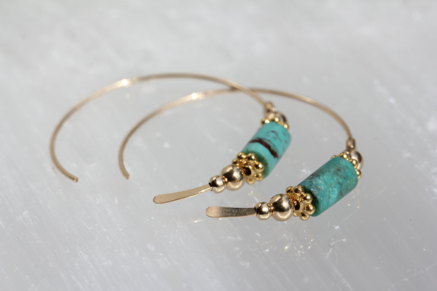 Turquoise Gold Hoops