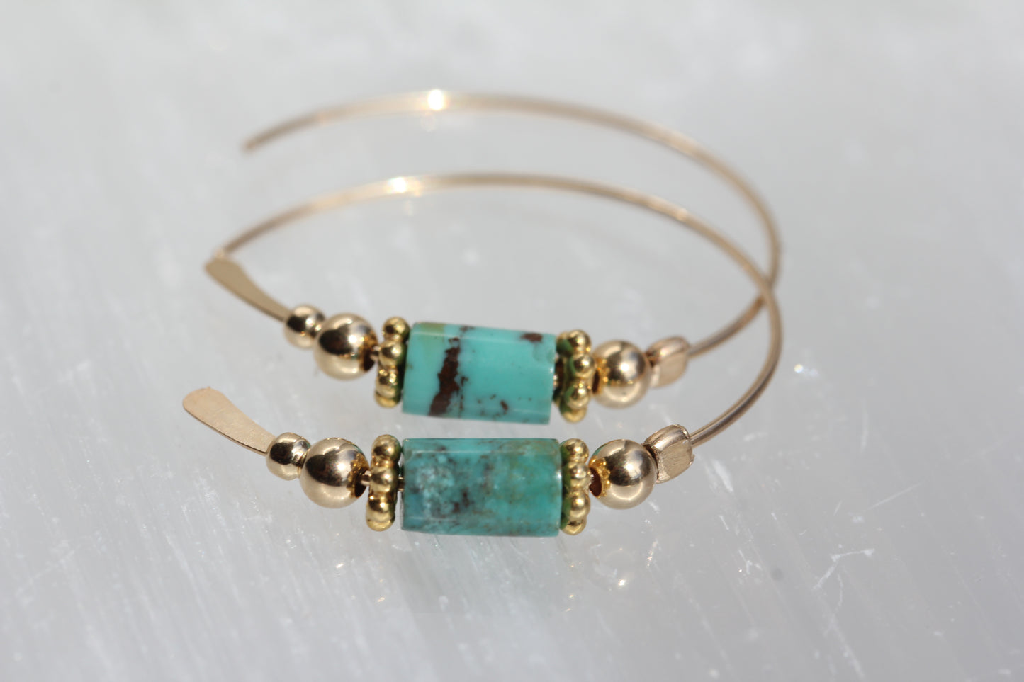 Turquoise Gold Hoops