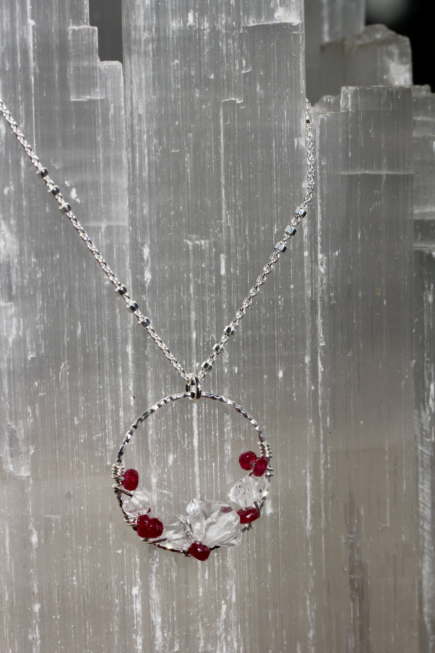 Ruby Quartz Wreath Necklace