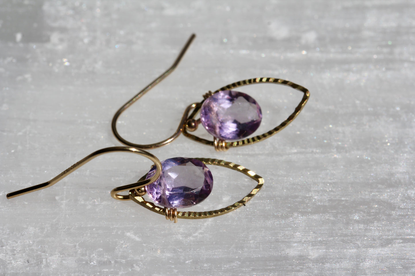 Amethyst Gold Marquis Small Drop Earrings