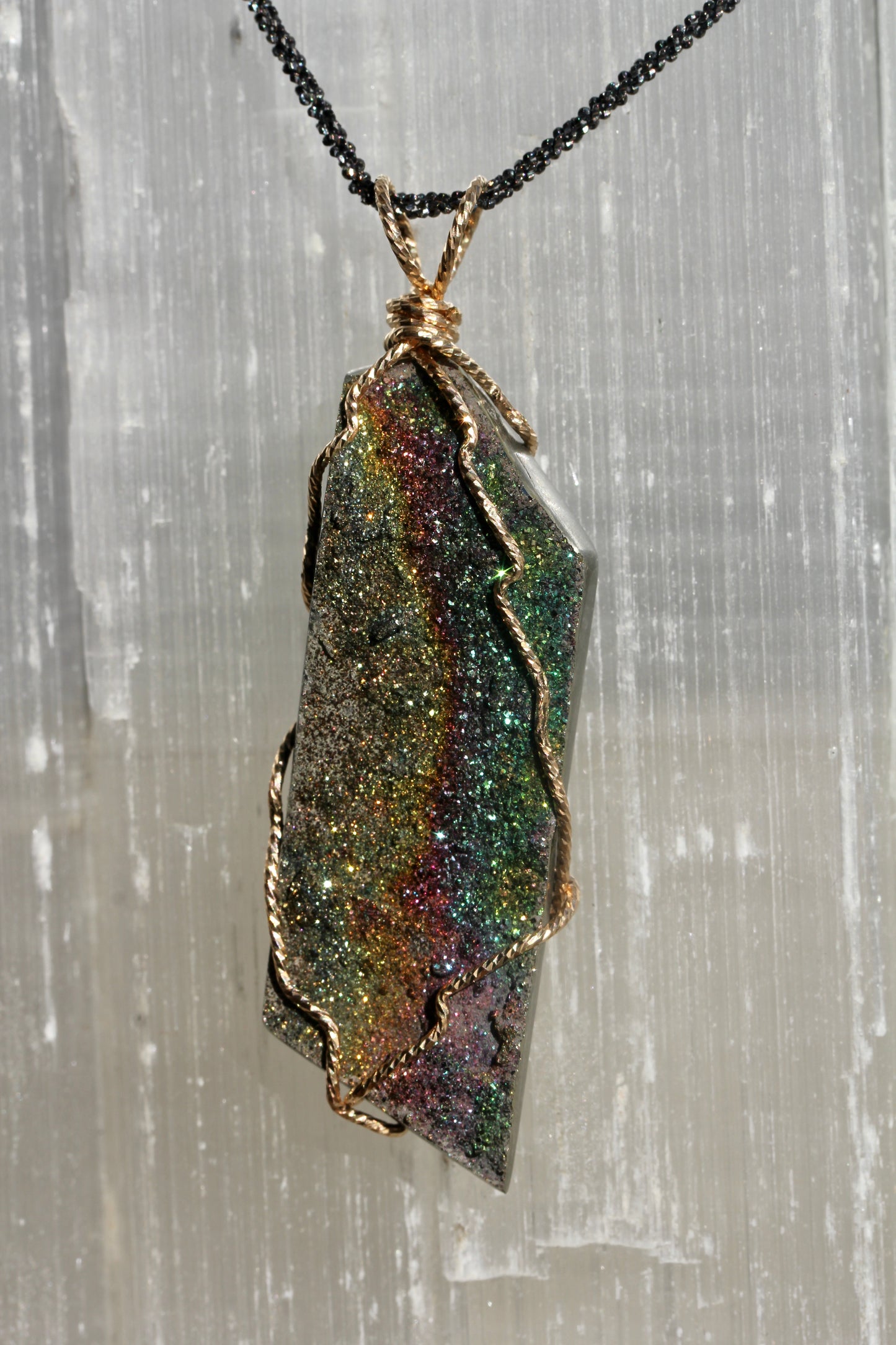 Rainbow Pyrite Gold Wrap Shard