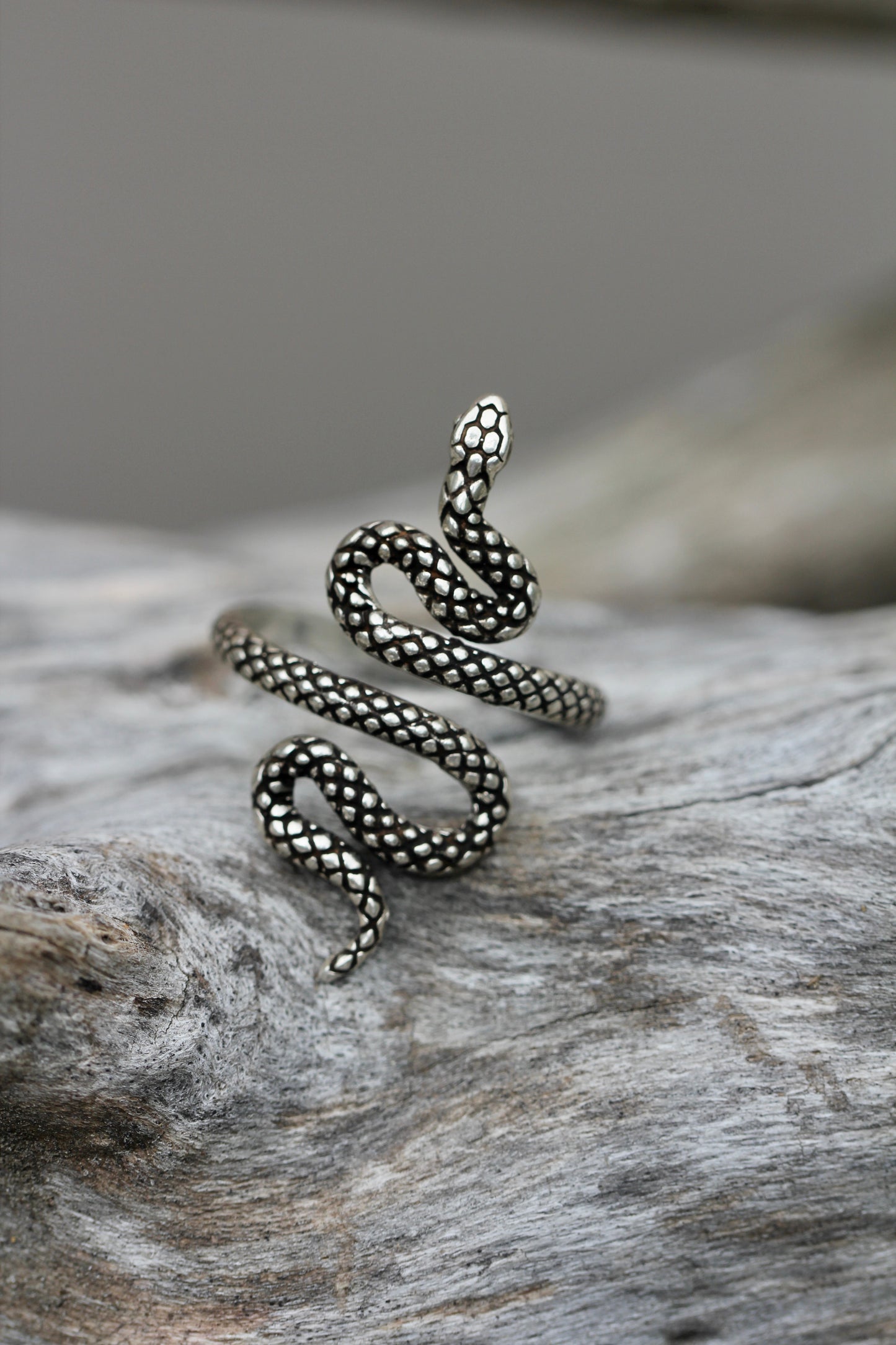 Textured Silver Snake RIng