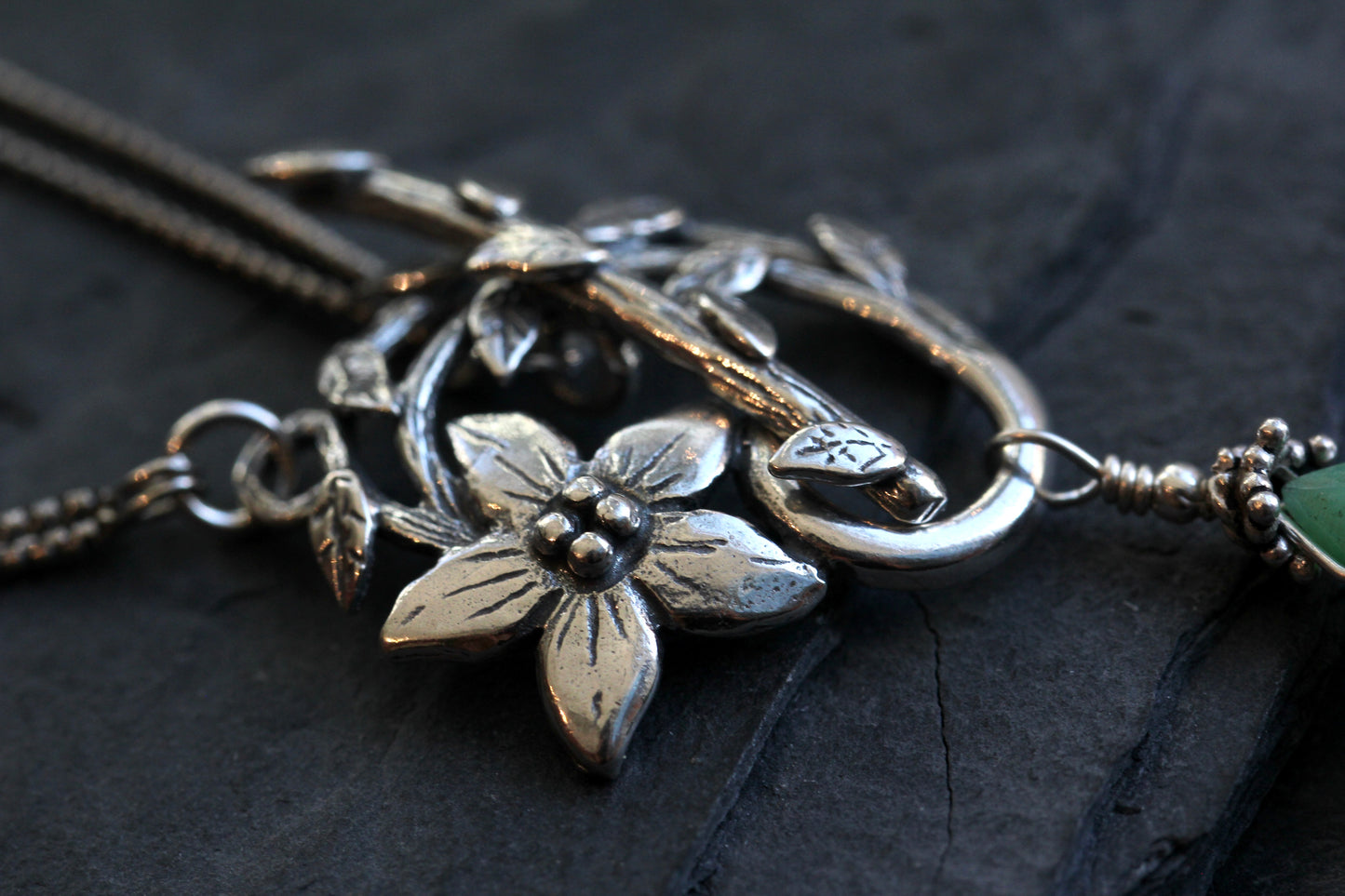 Chrysoprase Silver Toggle Necklace