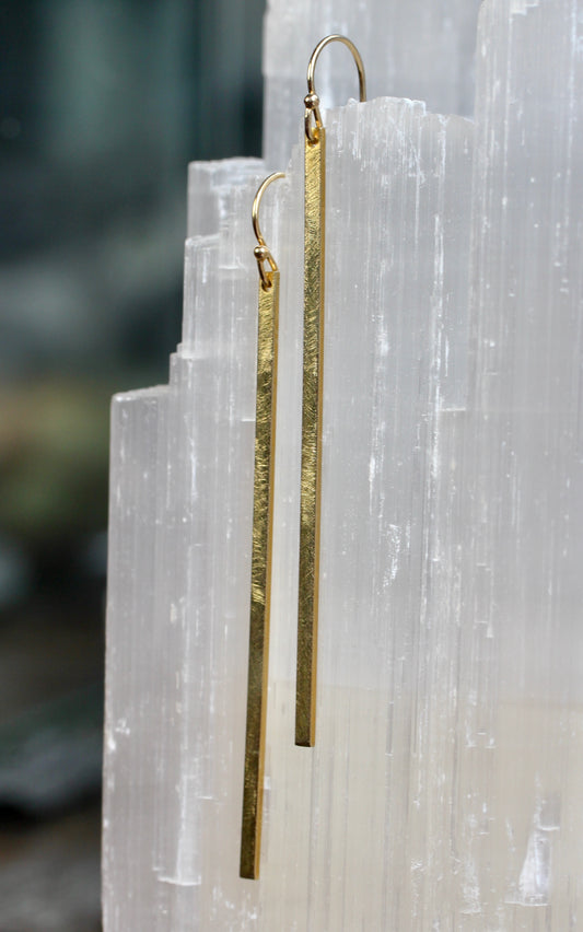 Simple Brushed Bar Drop Earrings