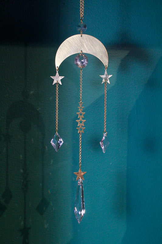 Celestial Crystal Mobile in Brass