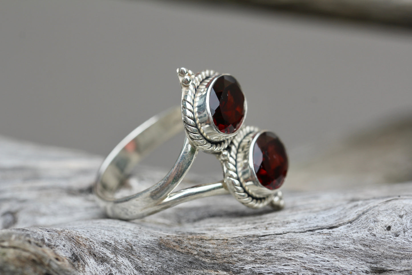 Garnet Two stone garnet ring