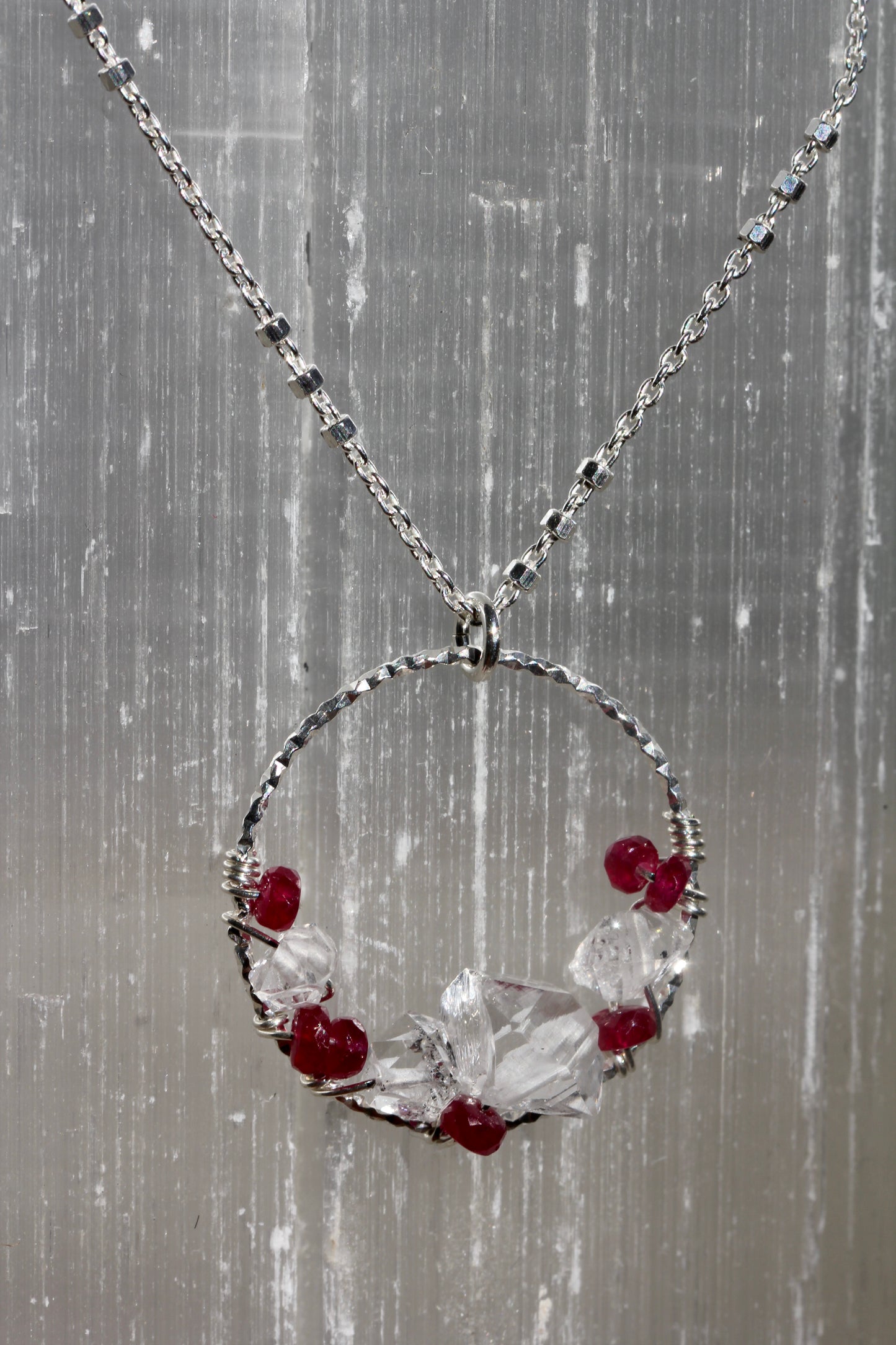 Ruby Quartz Wreath Necklace