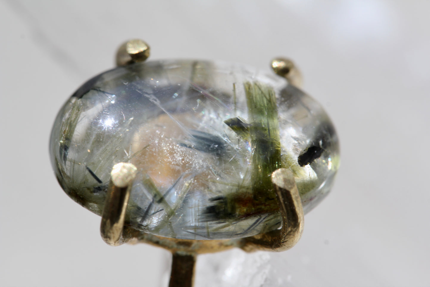 Tourmalinated Quartz Cabochon RIng