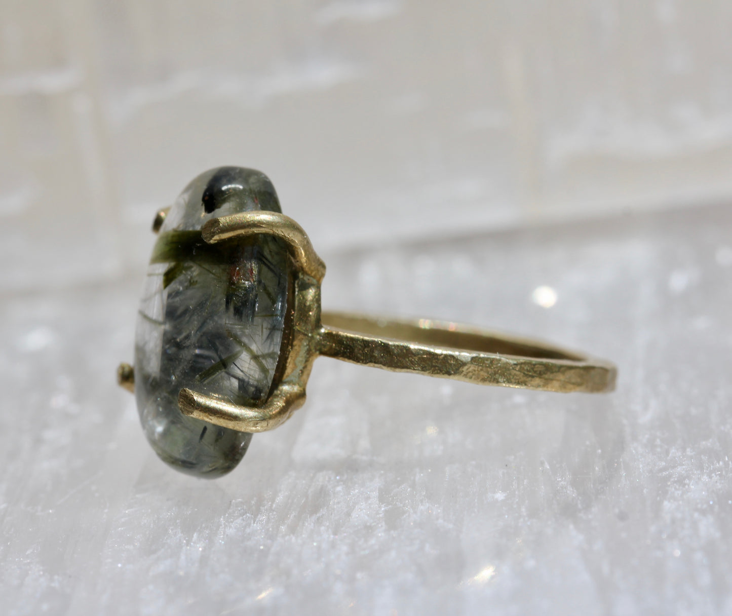 Tourmalinated Quartz Cabochon RIng