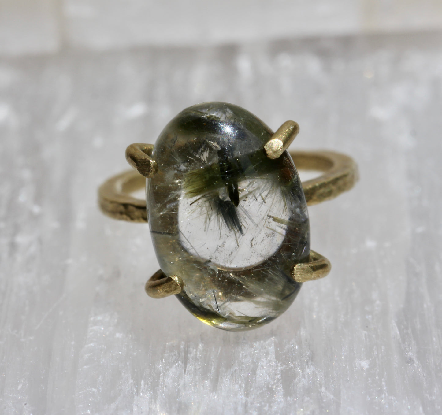 Tourmalinated Quartz Cabochon RIng