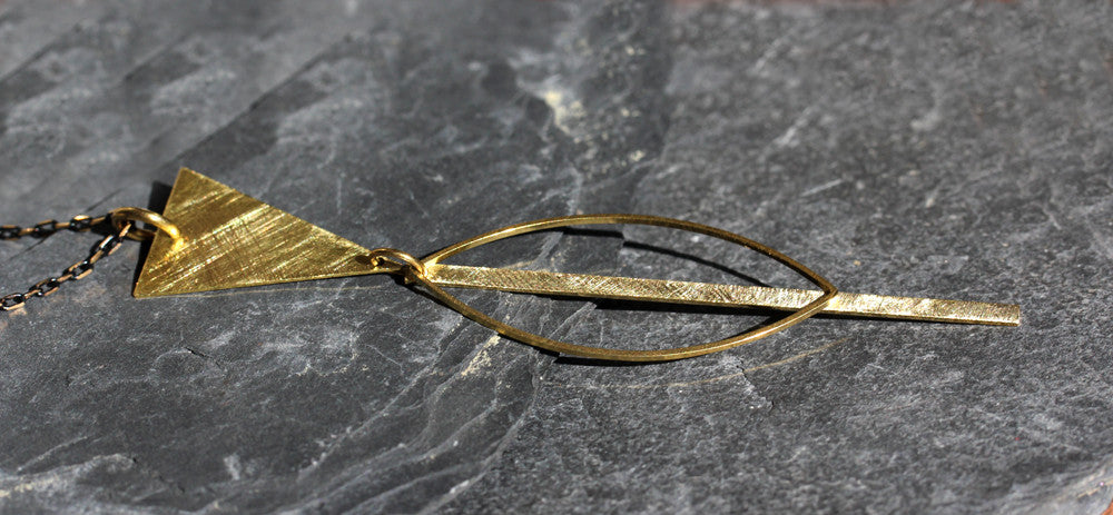 Marquis Stick Brass Necklace - Annick Designs - 1