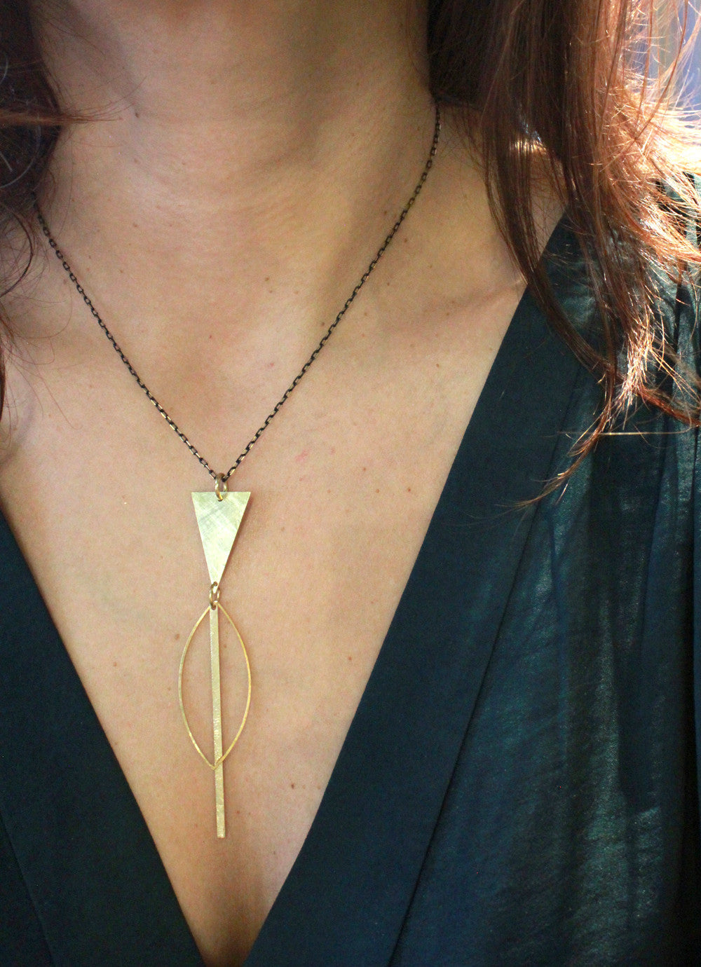 Marquis Stick Brass Necklace - Annick Designs - 4