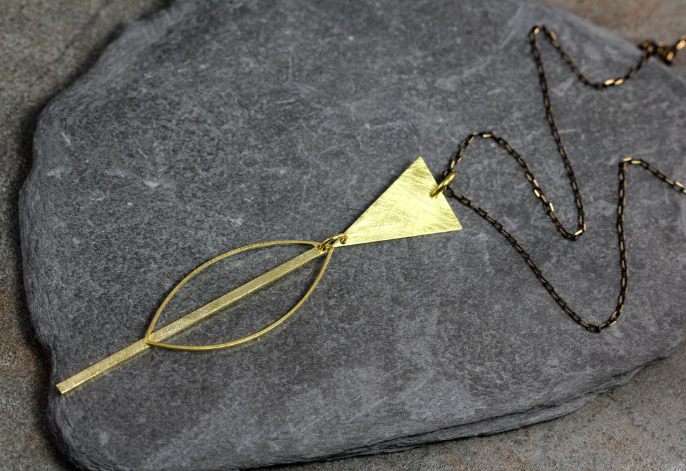 Marquis Stick Brass Necklace - Annick Designs - 5